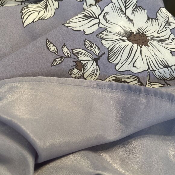 Gianni Bini Small Periwinkle Floral Ruffle Hem Tie Front Dress Sleeveless - Picture 15 of 15